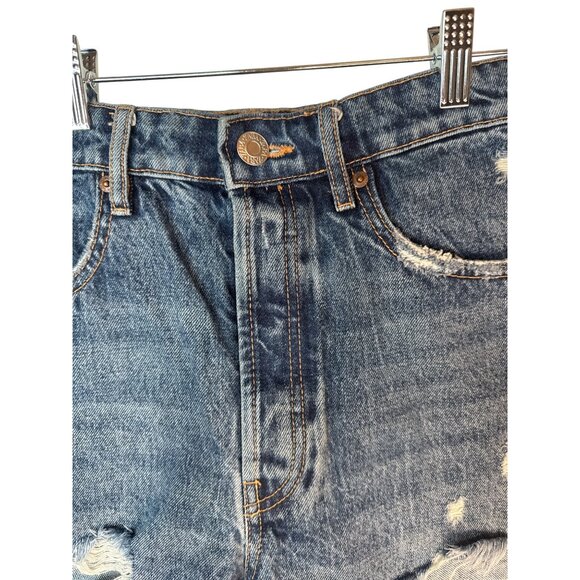 2/$30 ZARA Size 10 Distressed Denim High Waisted Button Fly Shorts - Picture 6 of 10